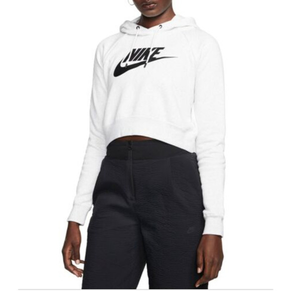 Nike Tops - Nike Sportswear Essential Cropped Hoodie Birch Heather/black XL